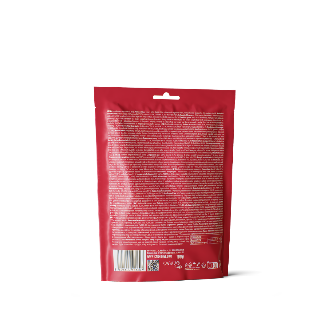 Carnilove Dog Snack Jerky Tacchino & Coniglio 100 g