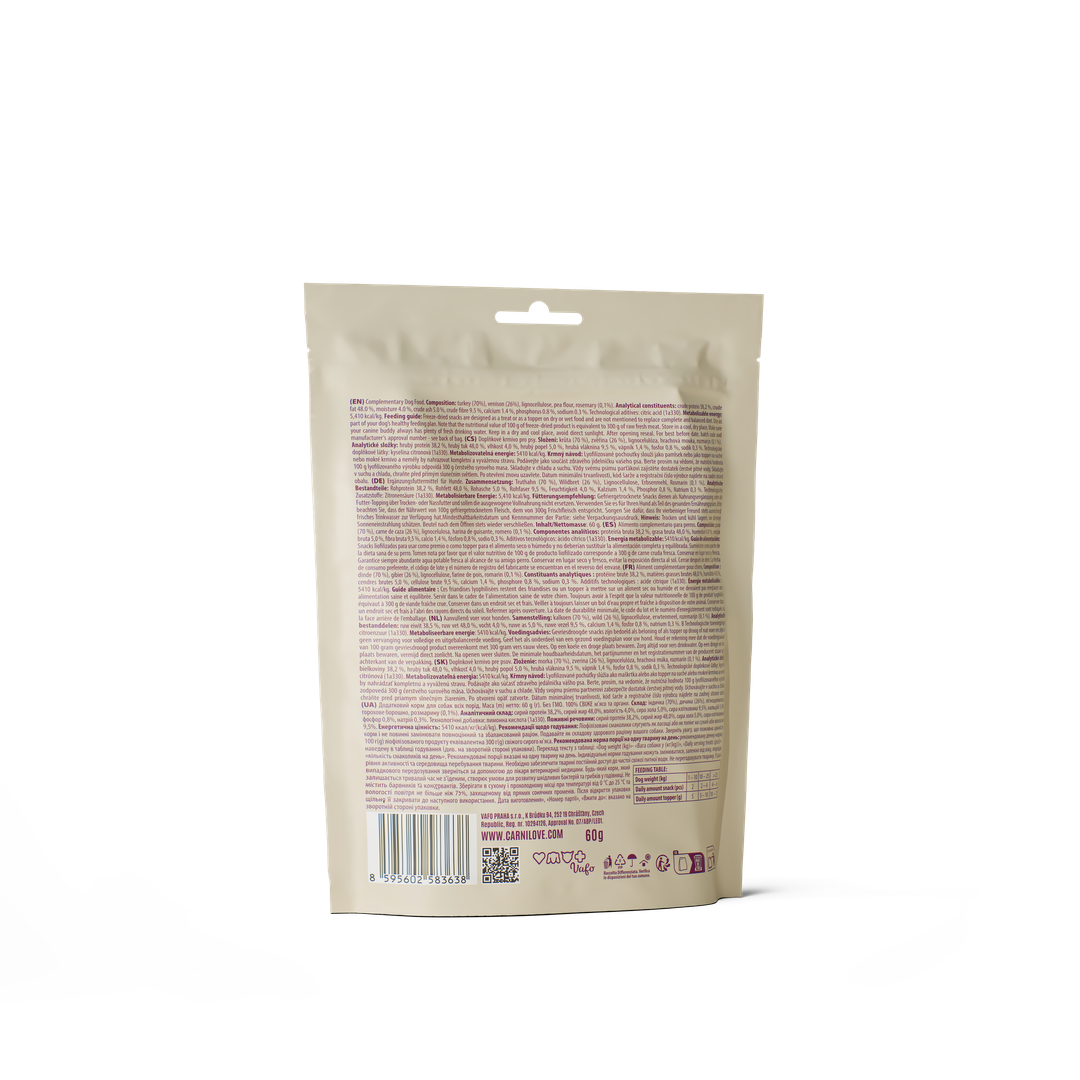 Carnilove Dog Snack Freeze Dried Tacchino & Cervo 60 g