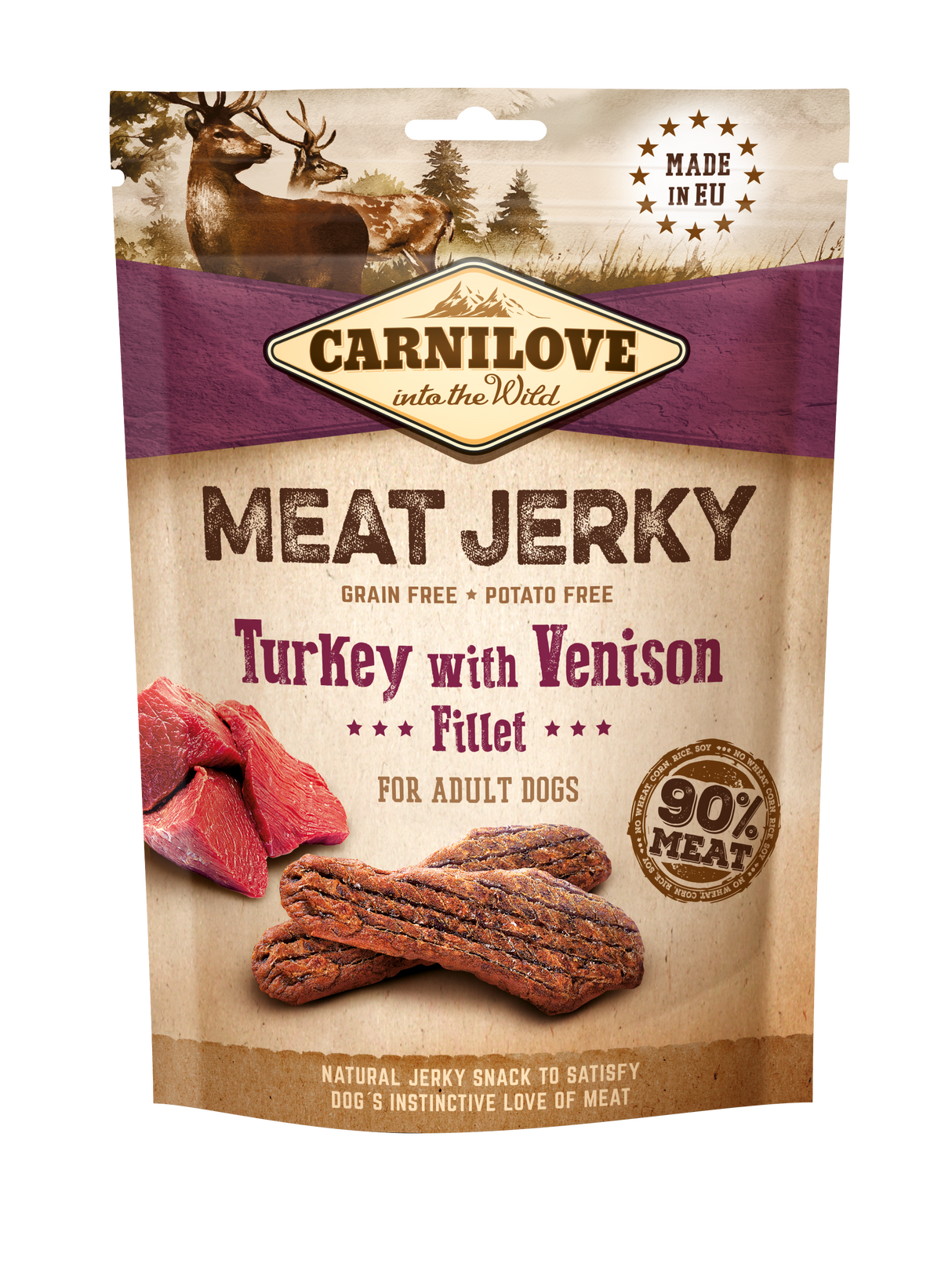 Carnilove Snack Meat Jerky Filetto Tacchino con Cervo 100 g