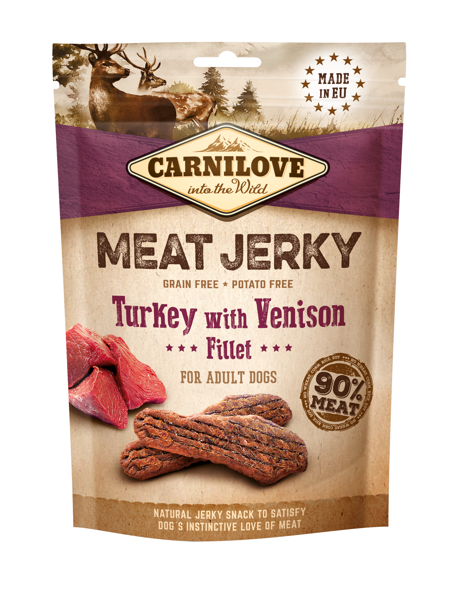 Carnilove Snack Meat Jerky Filetto Tacchino con Cervo 100 g